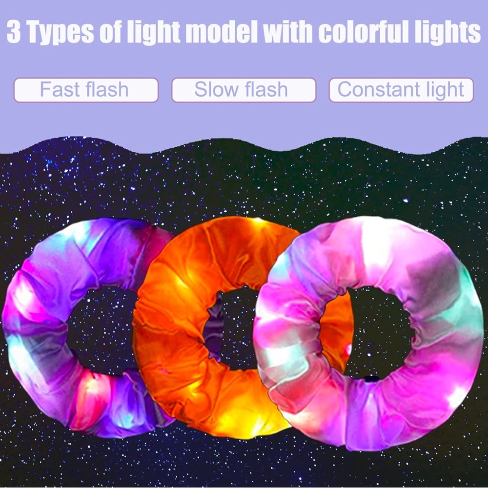 LED Light Up Hair Scrunchie Elastic - New